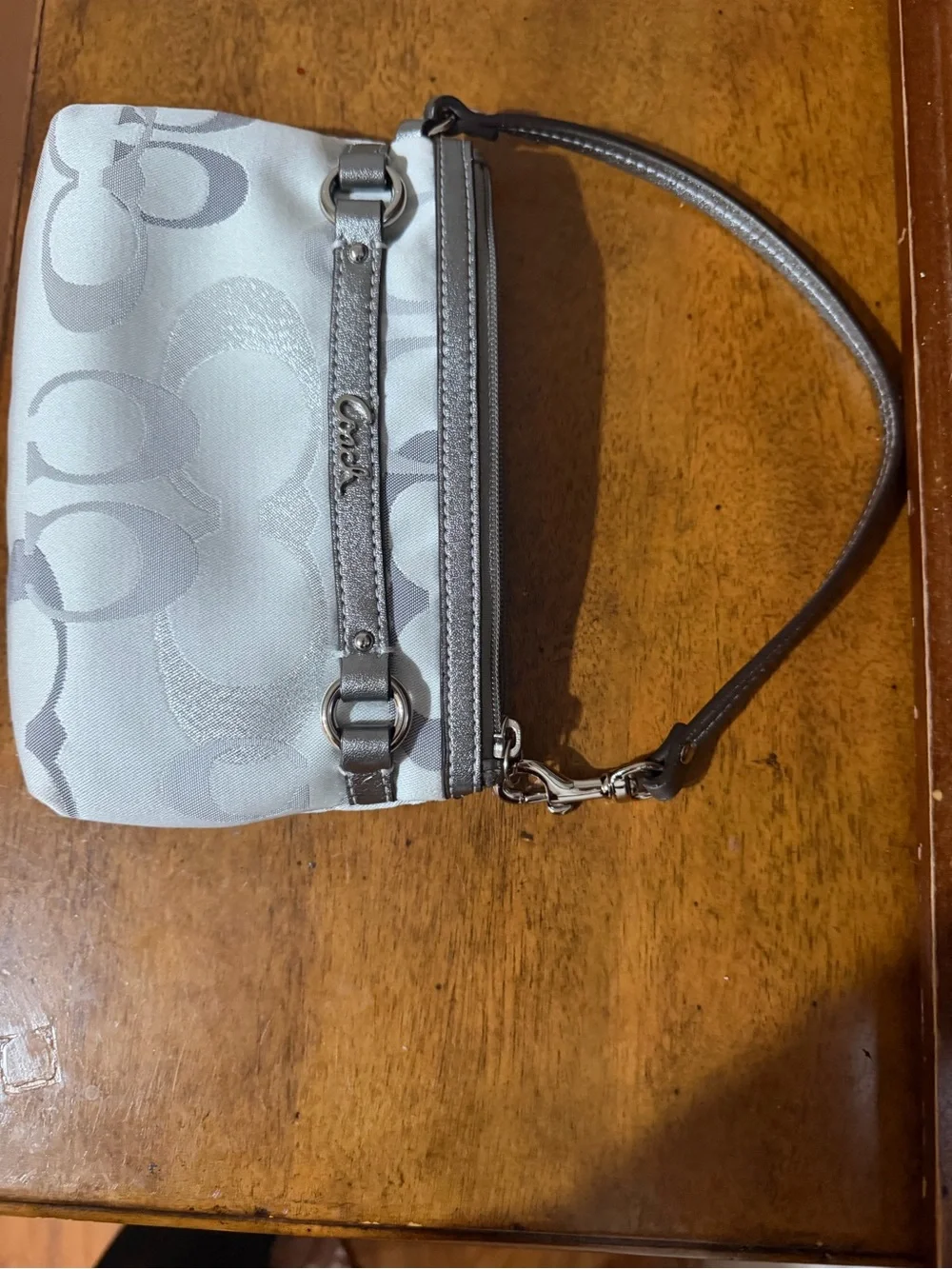 Coach Silver and Gray Signature Wristlet